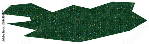 Circuit board map vector illustration of Iceland – Digital PCB Territory, Transparent Background, Technology, Communication