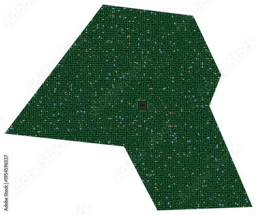 Circuit board map vector illustration of Kuwait – Digital PCB Territory, Transparent Background, Technology, Communication
