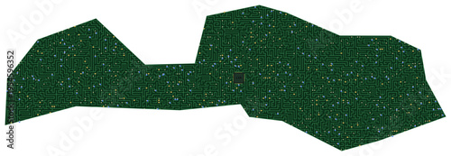 Circuit board map vector illustration of Latvia – Digital PCB Territory, Transparent Background, Technology, Communication