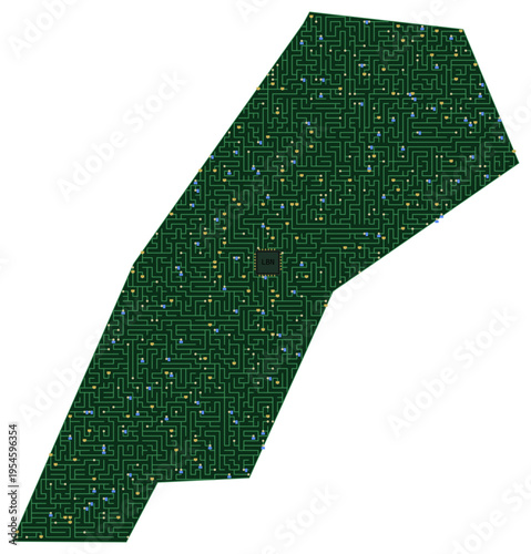 Circuit board map vector illustration of Lebanon – Digital PCB Territory, Transparent Background, Technology, Communication