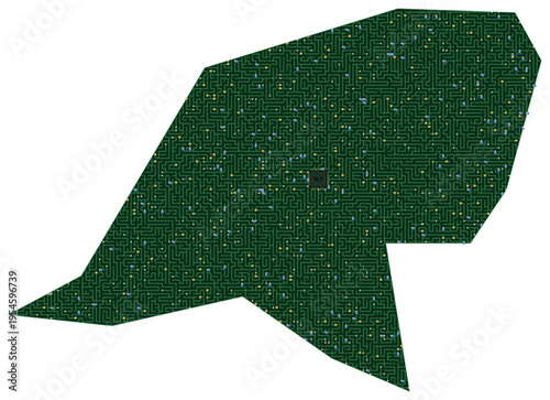 Circuit board map vector illustration of Netherlands – Digital PCB Territory, Transparent Background, Technology, Communication