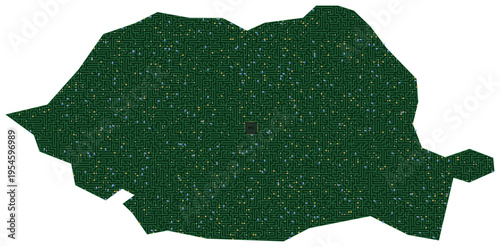 Circuit board map vector illustration of Romania – Digital PCB Territory, Transparent Background, Technology, Communication