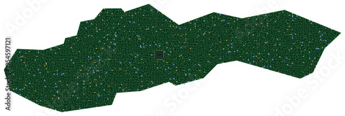 Circuit board map vector illustration of Slovakia – Digital PCB Territory, Transparent Background, Technology, Communication
