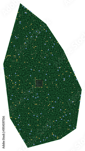 Circuit board map vector illustration of Sri Lanka – Digital PCB Territory, Transparent Background, Technology, Communication