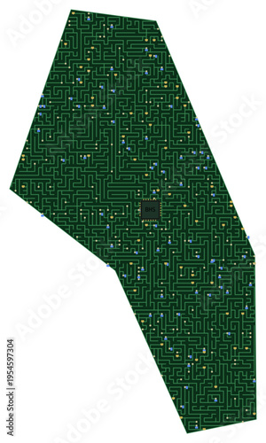 Circuit board map vector illustration of The Bahamas – Digital PCB Territory, Transparent Background, Technology, Communication