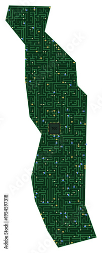 Circuit board map vector illustration of Togo – Digital PCB Territory, Transparent Background, Technology, Communication