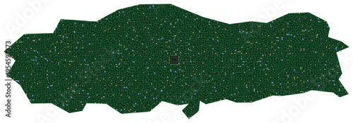 Circuit board map vector illustration of Turkey – Digital PCB Territory, Transparent Background, Technology, Communication