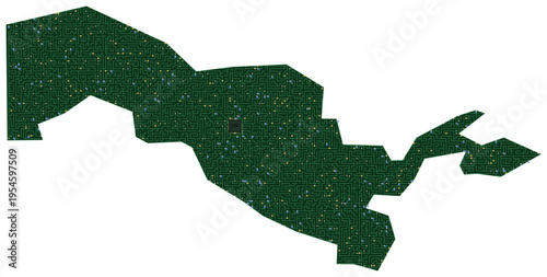 Circuit board map vector illustration of Uzbekistan – Digital PCB Territory, Transparent Background, Technology, Communication