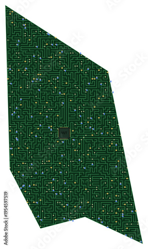 Circuit board map vector illustration of Vanuatu – Digital PCB Territory, Transparent Background, Technology, Communication