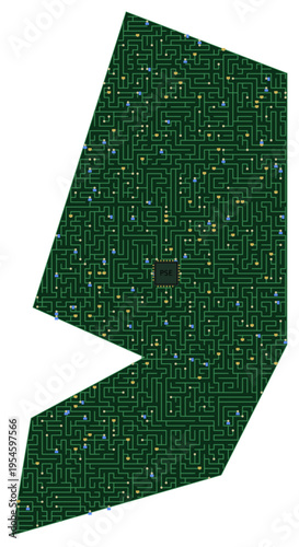 Circuit board map vector illustration of West Bank – Digital PCB Territory, Transparent Background, Technology, Communication