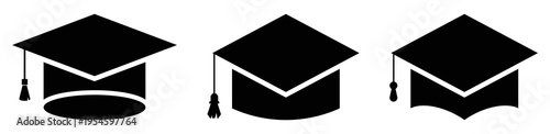 Graduate cap icons set