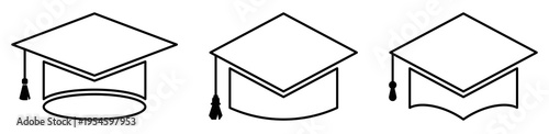 Graduation line cap icons