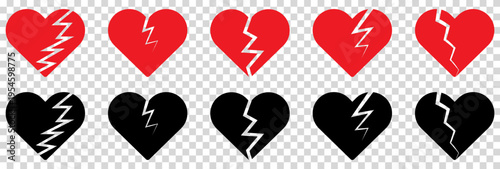 Broken or divorce hearts icons