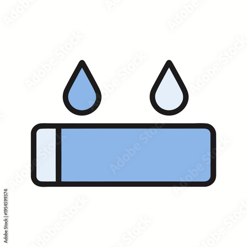 Icon of a blue rectangular soap bar with water droplets