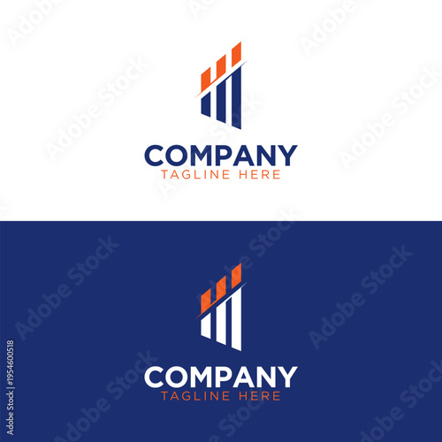 Bar Chart Growth Finance Logo in Blue and Orange with Two Color Variations