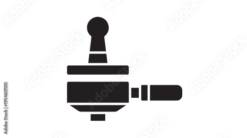 Ball joint component with spherical end and threaded shaft, isolated black icon featuring automotive, suspension, car part with mechanical and