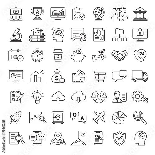 귀여운 비즈니스 관련 벡터 아이콘 세트