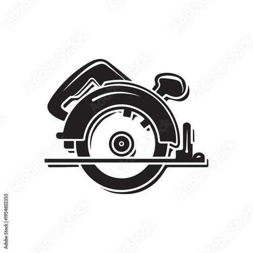 Professional Circular Saw Power Tool Vector Illustration For Woodworking And Construction Industry. 