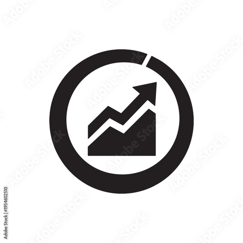 Professional Financial Growth and Analytics Success Icon with Rising Bar Chart Trend.