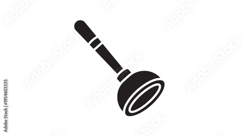 Plunger cleaning tool with rubber cup and black handle isolated on white background, representing household maintenance and plumbing.