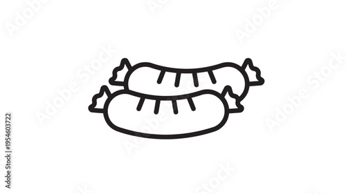 Sausages icon with bold black outline on a white background, representing food and cooking elements.