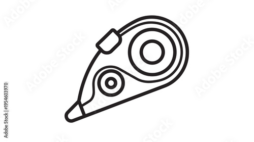 Correction tape dispenser icon with black outlines and a smooth, ergonomic design for writing errors.
