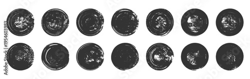 Grunge circle stamp texture set distressed round badge elements.set of black grunge ink stamp circles for grunge badge, seal, ink and stamp design.