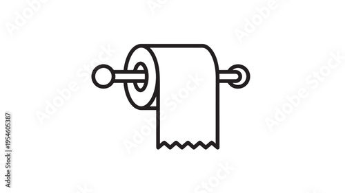 Toilet paper roll on a holder with a simple line art design for clean and modern aesthetics featuring bathroom, hygiene, sanitation with tissue and