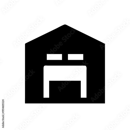 Minimal Warehouse Silhouette, Industrial Building Outline, Modern Warehouse Vector, Factory Minimalist Design, Storage Building Icon