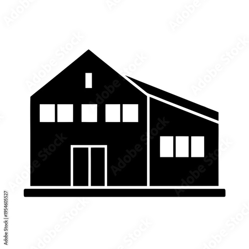 Minimal Warehouse Silhouette, Industrial Building Outline, Modern Warehouse Vector, Factory Minimalist Design, Storage Building Icon