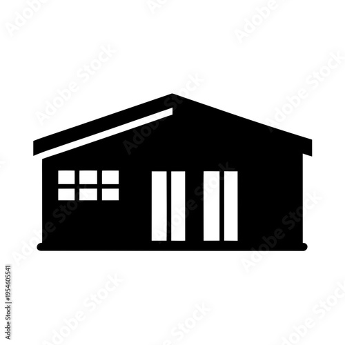 Minimal Warehouse Silhouette, Industrial Building Outline, Modern Warehouse Vector, Factory Minimalist Design, Storage Building Icon