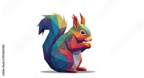 Colorful Squirrel Holding a Nut Tightly.