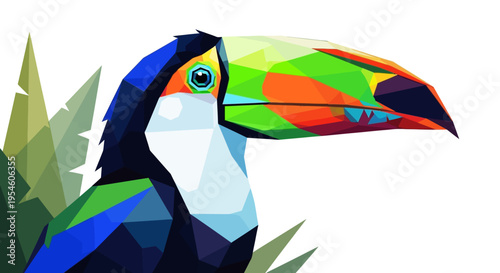 Colorful Toucan Bird Head Closeup.