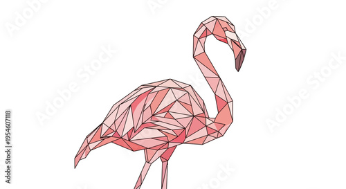 Geometric Pink Flamingo Bird Illustration.
