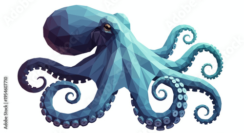 Large Blue Octopus Tentacles Aquatic Creature.