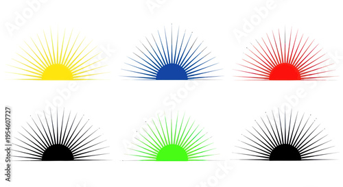 Colorful Sunrise Rays Abstract Graphic Design Elements Collection