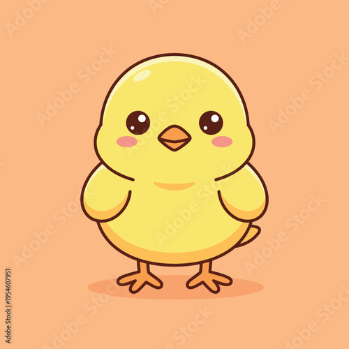 Cute yellow baby chick cartoon illustration for spring and Easter