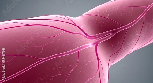 Human arm with visible veins and arteries.