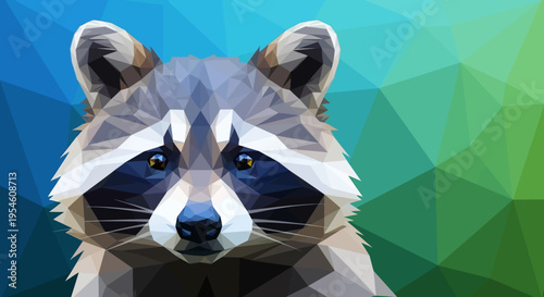 Raccoon Face Closeup Looking Forward.