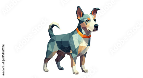 Small Dog Standing on White Background.