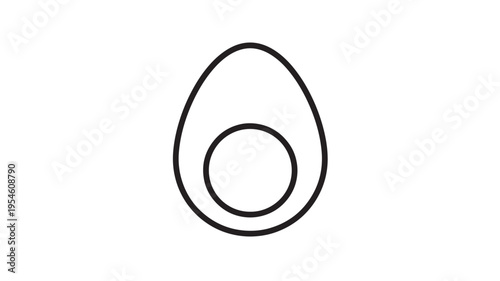 Egg icon simple black outline illustration with two concentric ovals representing a hard-boiled egg.