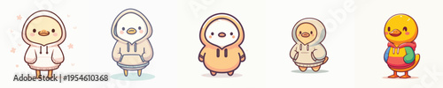cute duck vector wearing a hoodie
