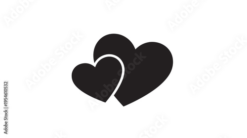 Hearts simple icon with intertwined shapes representing love, romance, and connection in a minimalist black and white design.