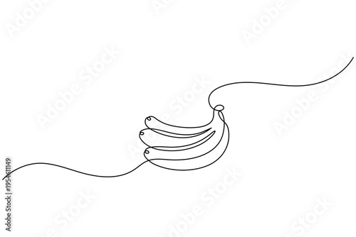 Banana outline continuous line drawing minimal style isolated vector
