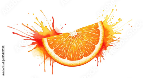 Orange Slice Splash: Vibrant Citrus Fruit Watercolor Art