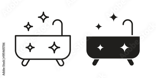 Bathtub cleaning icon in line design. editable stroke icon vector. EPS10