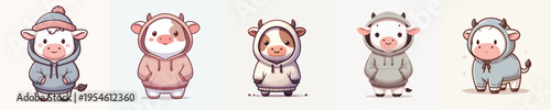 cute cow vector wearing a hoodie