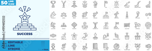 Success Line Editable Icons set