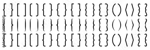 Set of text bracket. Brackets boxes for texting quote. Punctuation, Parenthesis symbol. Set of braces or curly brackets. Set of quote mark, quotes icon vector sign design. Vector illustration.
