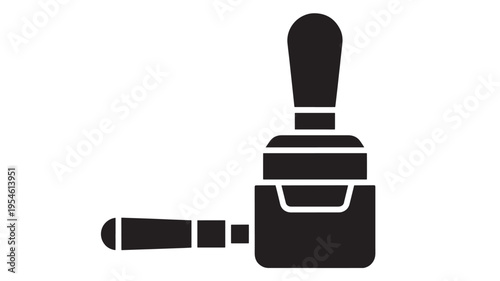 Tamper and portafilter icon for coffee machine, minimal black silhouette design for barista tools. featuring espresso, brewing, cafe with kitchen and
